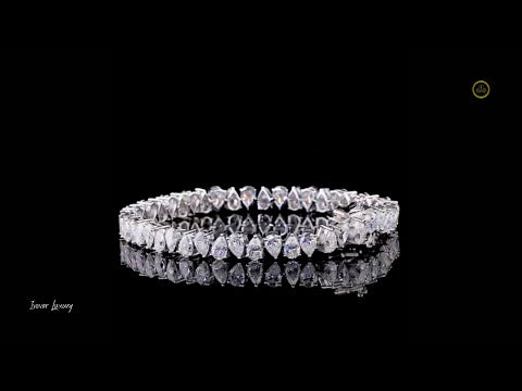 7.5 TCW Exquisite Pear Shaped Lab Diamond Cascade Tennis Bracelet in Lustrous Gold