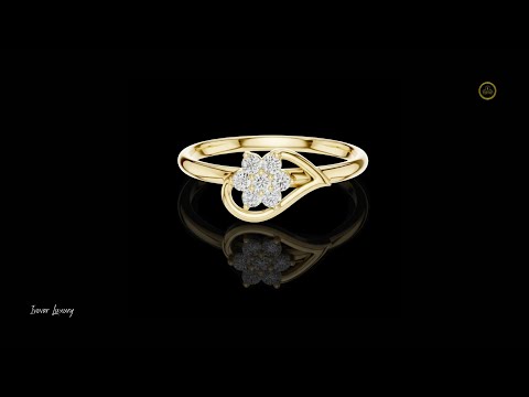 0.11 TCW Radiant Floral Moissanite Diamond Ring with a Delicately Twisted Band Design