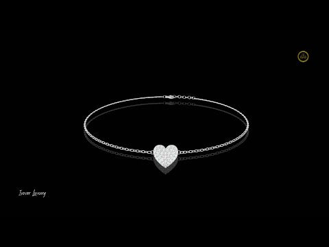 0.21 TCW Sophisticated Bracelet with a Dazzling Pave Moissanite Diamond Heart Charm on a Fine Chain