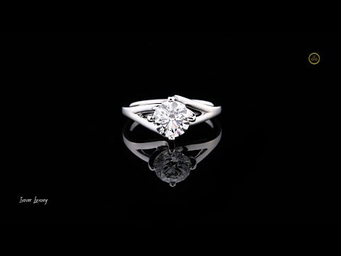 1.00 TCW Luxurious Split Shank Engagement Ring Featuring a Brilliant Round Cut Moissanite Diamond