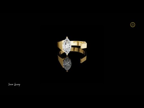 1.00 TCW Aurora Marquise Contemporary Ring with Elongated Lab Grown Diamond Center