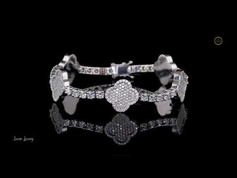 VVS1 Lab Diamond Flower Bangle Bridal Jewelry by Ivevar Luxury