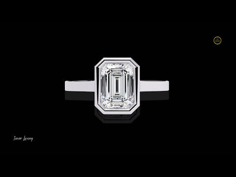 1.31 TCW Elegant Emerald Cut Moissanite Diamond Ring with Modern Bezel Setting Ring