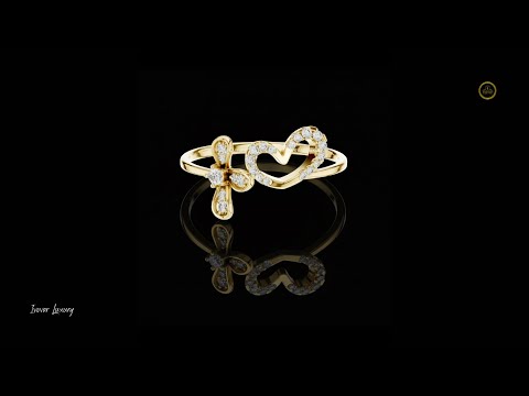 0.02 CT Beautiful Heart & Floral Lab Grown Diamond Ring Sparkling Open Design Fine Jewelry For Her