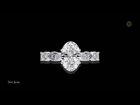 1.20 CT Vintage Oval Cut Moissanite Diamond Ring Milgrain Marquise Band By Ivevar Luxury Engagement Ring
