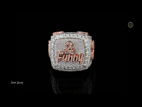 3.90 TCW Two Tone Iced Out Statement Championship Ring with Custom ‘2 Funny’ Lab Grown Diamond Design