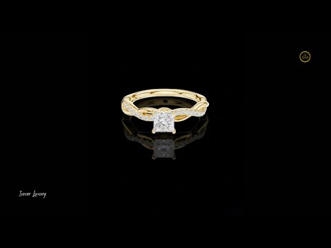 0.63 CT Sparkling Twisted Pave Band Princess Cut Lab Grown Diamond Engagement Ring for Her