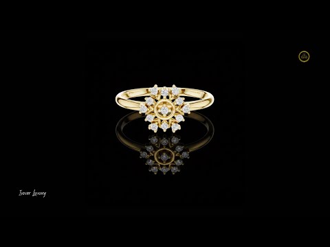 0.008 CT Sunburst Floral Lab Grown Diamond Cluster Ring Vintage Inspired Statement Ring For Her