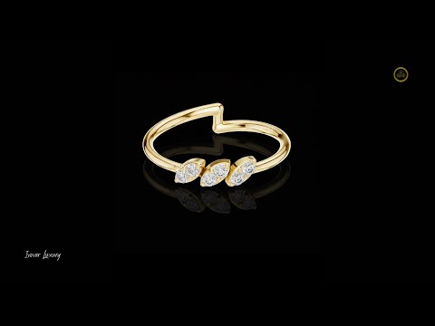 0.09 TCW Beautiful Leaf Ring with Round Lab Grown Diamonds Dainty Adjustable Nature Inspired Ring For Gift