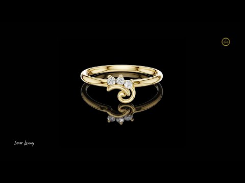 0.042 TCW Swirl Solitaire Band Adorned with a Brilliant Trio of Moissanite Diamonds