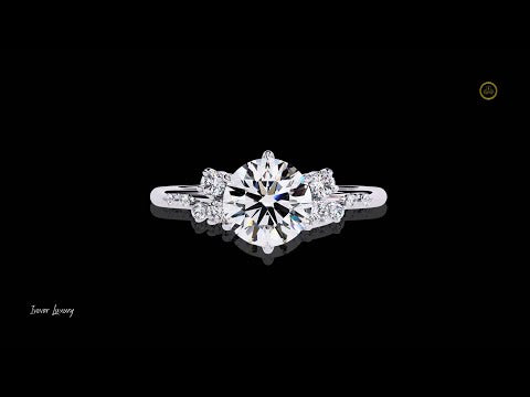 1.18 CT Flory Round Cut Brilliance Handcrafted Moissanite Diamond Ring with Frosted Diamonds For Her