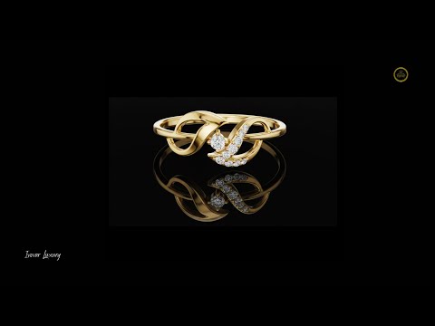 0.061 TCW Flow Harmony Ring with Twisted Leaf Motif and Dazzling Lab Grown Diamond Accents