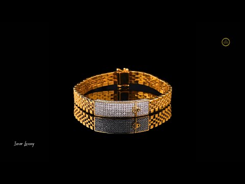 Full Gold Men Unique Braclate in Lab Grown Diamond by Ivevar.
