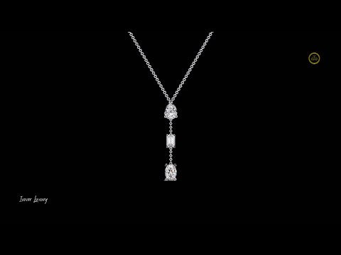 1.54 TCW Stylish Three Stone Diamond Drop Necklace Exquisite Chain with Lab Grown Diamonds for Gift