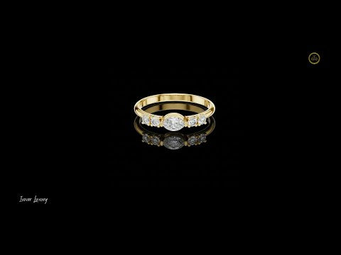 0.15 CT Modern Heirloom Gold Ring with Marquise Center Moissanite Diamond & Symmetric Side Accents
