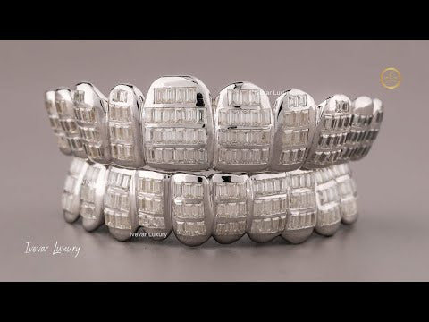 Hip Hop Grillz Jewelry - Custom Baguette Moissanite Diamond Gold/Silver Teeth
