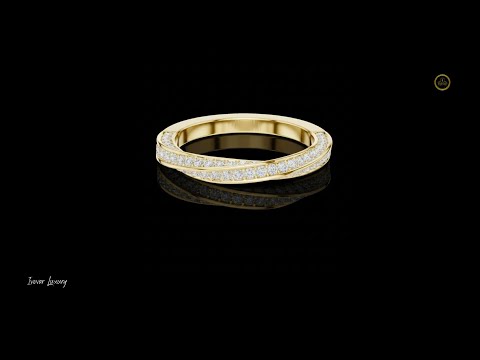 0.72 TWC Elegant Criss Cross Moissanite Diamond Band in Gold Double Row Ring for Women