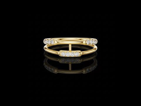 0.14 TCW Double Band Moissanite Diamond Bar Modern Statement Ring for Women