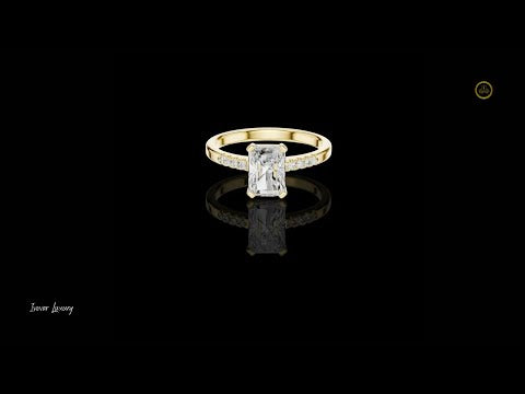 1.22 CT Stunning Radiant Cut Center Lab Grown Diamond Ring with Pave Set Side Stones