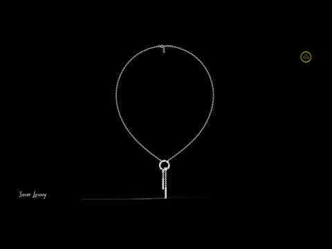 0.38 TCW Luxury Geometric Chain Lab Grown Necklace with Modern Circular Centerpiece and Dangled Bar Charms