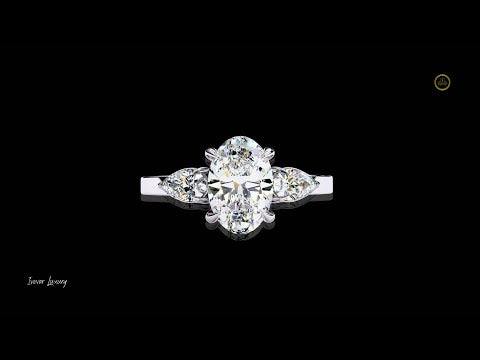1.20 CT Three Stone Oval Cut Moissanite Diamond Ring with Side Pear Cut Elegance For Still Love