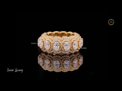 2.30 CT Luxurious Oval Cut Moissanite Diamond Pave Eternity Band Featuring Intricate Artisan Detailing and Radiant Full Circle Brilliance