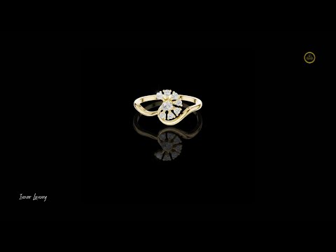 0.19 TCW Designer Floral Cluster Lab Grown Round Diamond Ring with Pear Cut Center Stone