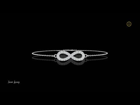 0.45 TCW Sparkling Round Cut Moissanite Diamond Pave Infinity Symbol Bracelet in Gold Chain Design