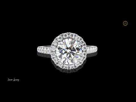 0.80 CT Trendy Brilliant Sunburst Round Cut Halo Ring with Pave Moissanite Diamond Band