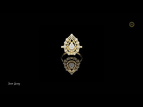 0.38 TCW Teardrop Royale Shaped With Round Moissanite Diamond Ring with Halo Design