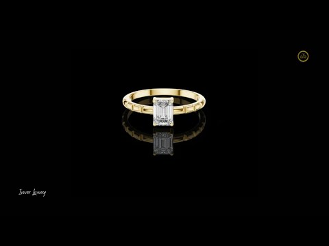 0.50 TCW Classic Emerald Cut Moissanite Diamond Ring with Bamboo Style Sculpted Band