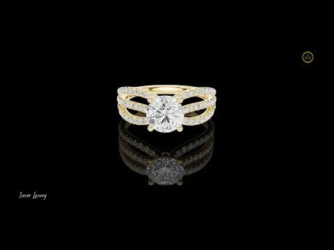 1.31 CT Split Shank Dazzling Round Brilliant Lab Diamond Eternity Ring in Lustrous Gold For Love
