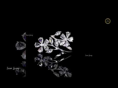 0.30 CT Elegant Blossom Radiance Lab Grown Ring With Sparkling Crystal Petals in a Floral Vine Design