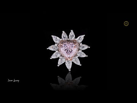1.00 CT Heart-Cut Pink Gem Ring Surrounded by Lab Grown Pear Diamond Petals