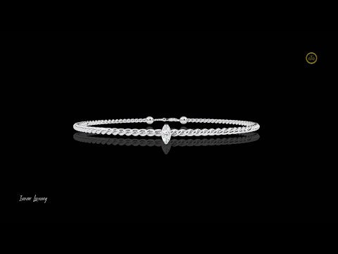 0.21 TCW Minimalist Gold Chain Bracelet Featuring a Sparkling Round Lab Diamond Accent