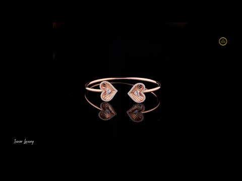 0.35 TCW Elegant Rose Gold Open Lab Grown Bracelet with Twin Heart Accents and Central Sparkling Heart Diamonds