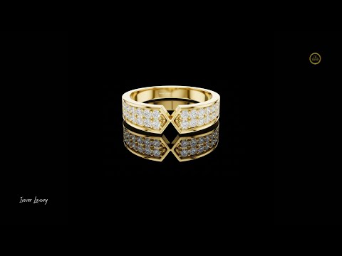 0.50 TCW Modern Gold Chevron Band with Intricate Pave Moissanite Diamond Detailing