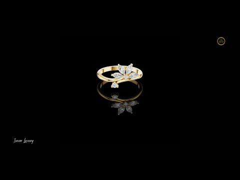 0.26 TCW Imperial Marquise Cut Lab Grown Diamond Floral Ring with Wrap Style Gold Band