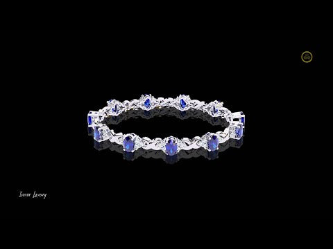 4.24 CT Exquisite Moissanite Bracelet Featuring Fancy Vivid Blue Oval and Diamond Accents Design