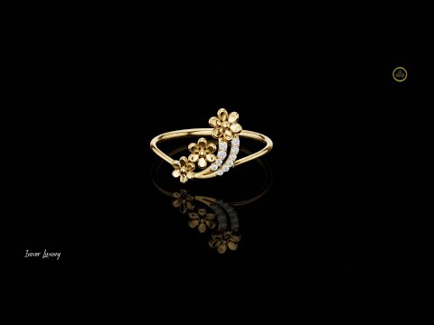 0.035 TCW Radiant Triple-Flower Ring with Round Lab Grown Diamond-Accented Curved Stems