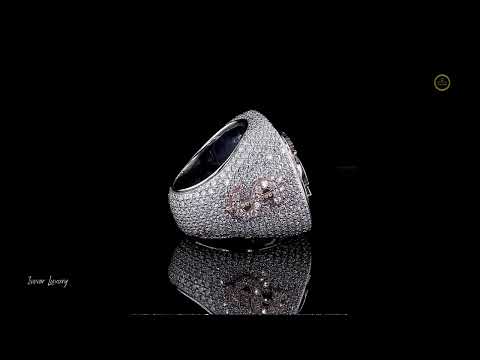 Custom Two-Tone Lab Grown Diamond Championship Ring with Baguette and Pave Detailing By Ivevar