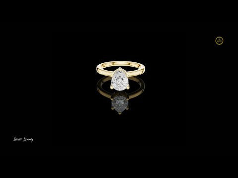 1.50 CT Classic Pear Cut Lab Grown Diamond Solitaire Ring in Polished Gold with Five Prongs