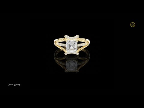 1.08 CT Luxurious Split Shank Lab Grown Ring with a Brilliant Emerald Cut Diamond and Pave Accents
