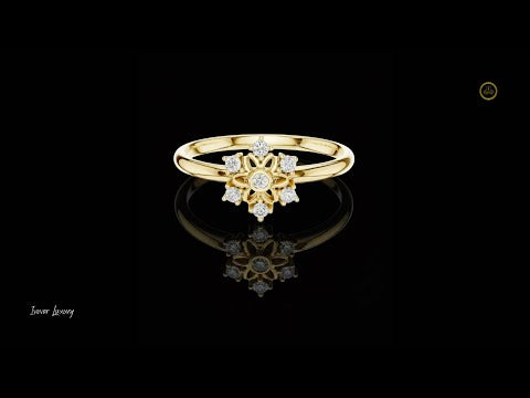 0.07 TCW Radiant Floral Burst Lab Grown Diamond Ring Dainty Blossom Design for Elegant Everyday Luxury