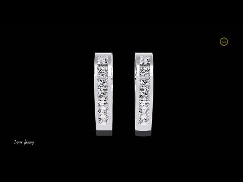 0.83 TCW Elegant Gold Vertical Bar Earrings Featuring Channel Set Princess Moissanite Diamond for a Modern Look