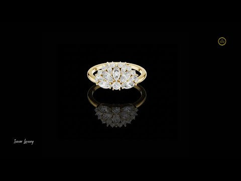 0.08 CT Iconic Marquise Cut Lab Grown Diamond Floral Ring By Nature Inspired Statement Fine Jewelry