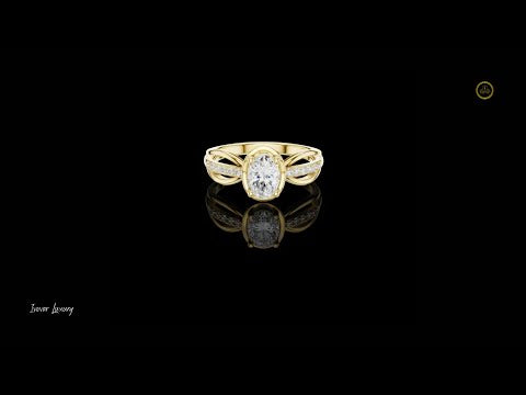 0.69 CT Radiant Oval Cut Lab Grown Diamond Ring with Twisted Split Shank and Pave Accents