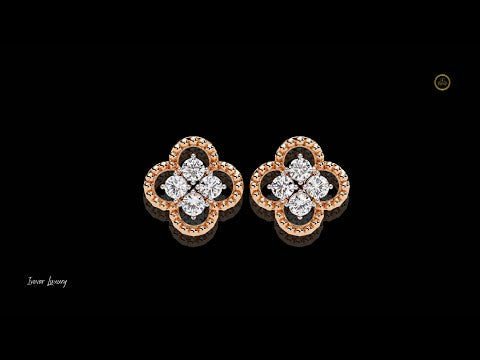 0.85 TCW Luxury Floral Motif Stud Earrings with Sparkling Moissanite Diamond Inspired Cluster Centerpiece