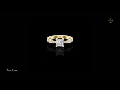 0.70 CT Opulent Princess Cut Moissanite Diamond Ring with Channel Set Side Accents