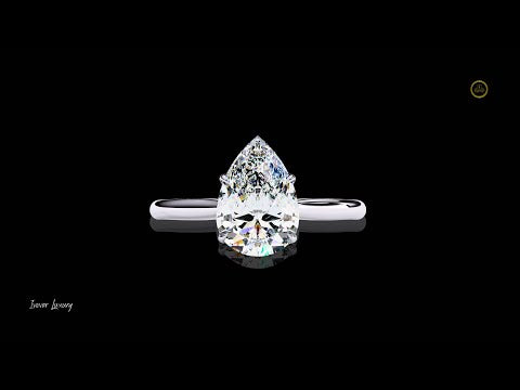0.89 TCW Pear Cut Lab Grown Diamond Solitaire Ring Timeless Teardrop Engagement Design by Ivevar Luxury
